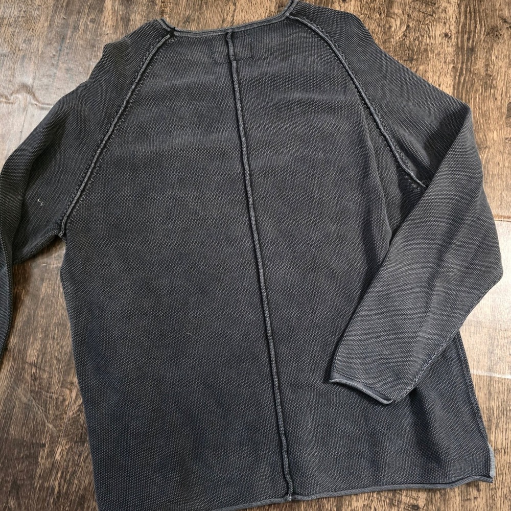 CARBON 2 COBALT Sweater Womens XL Gray Excellent Cotton Knit Pocket Raglan - Picture 2 of 7